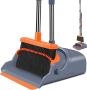 Upgrade Stand Up Broom and Dustpan Set, Self-Cleaning
