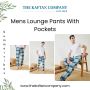 Mens Blue Checks Cotton Lounge Pants with Pockets 