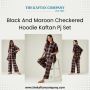 Black And Maroon Checkered Hoodie Kaftan Pj Set—The Kaftan C