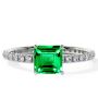 Luxurious Four-Prong Set Emerald and Diamond Pave Ring