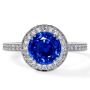 Timeless Round Blue Sapphire and Diamond Halo Ring 
