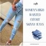 Women's high-waisted cutout skinny jeans
