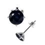 Four Prong Martini Round Blue Sapphire Stud Earrings (1.30ct