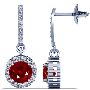 Best Round Shape Ruby Dangling Earrings With Round Diamonds 