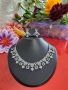 Elegant Rhodium-Plated Sky Blue American Diamond Necklace Se