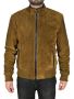 Khaki Green Classic Racer Jacket in Men’s SUEDE LEATHER Styl