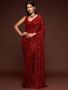 Buy Hot Ruby Red Sequined Georgette Party Wear Saree