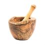 Olive wood mortar and pestle