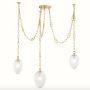 Vintage Brass Daith Chandelier with Etched Glass Shades