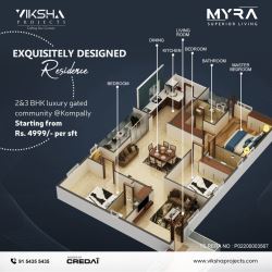 2 BHK flats for sale in Kompally | Myra Project