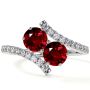 Garnet and Diamond Two Stone Ring in Round Cut (0.28cttw)