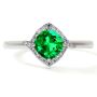 Elegant Offset Halo Square Cushion Emerald Ring