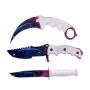 3 Pc Combo CSGO White Galaxy Tactical Fixed Blade Knife Set 