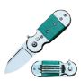 Mini Auto Green Marble Switch Blade Pocket Money Clip Knife