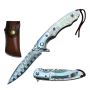 Ball Bearing Damascus Blade Pocket Knife Pearl Handle