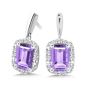 Amethyst and Diamond Halo White Gold Earrings